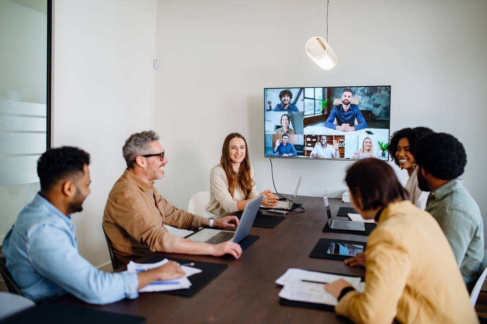 Virtual meeting indoors